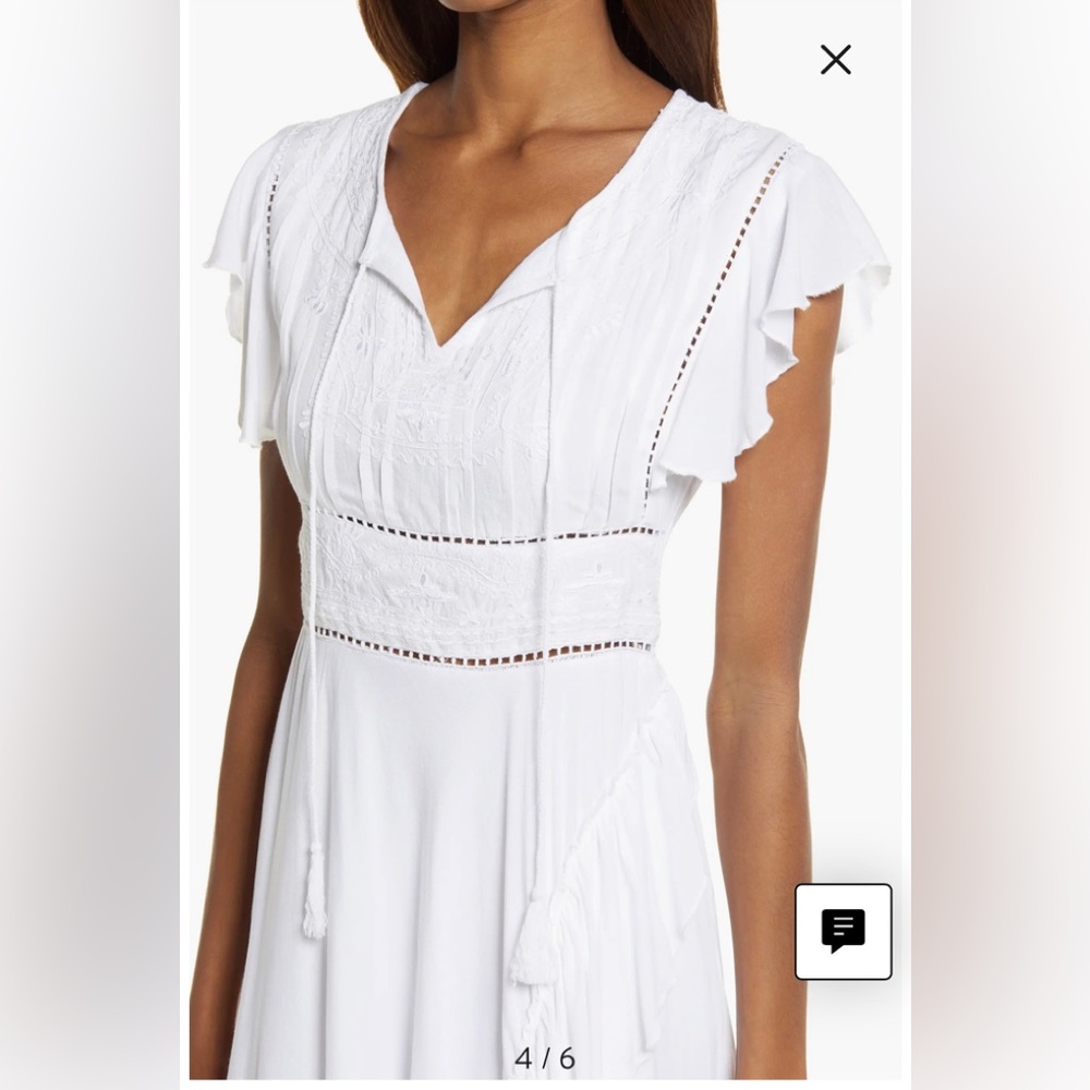 NWT Sold Out Raga White Embroidered Waist with Tassels Size Med